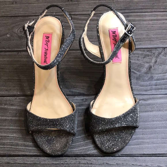 Sparkle Midnight Peep Toe Wedge Sandal - Picture 2 of 6